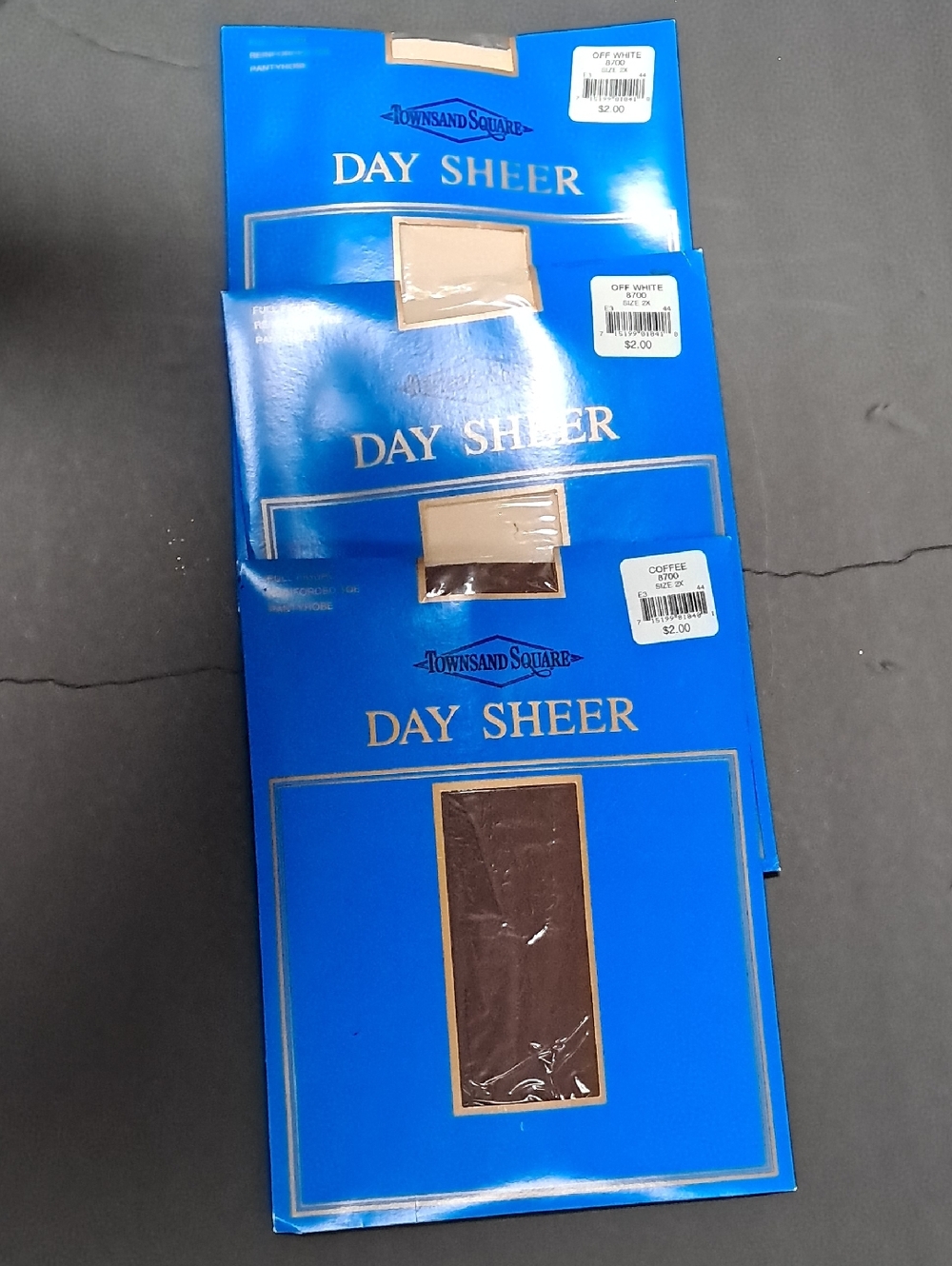 Townsand Square Day Sheer Hosiery  Brown & Off White NIP Made In USA